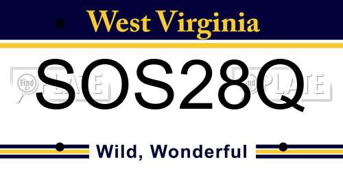 SOS28Q West Virginia License Plate