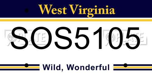 SOS5105 West Virginia License Plate