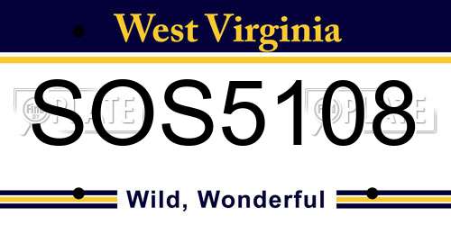 SOS5108 West Virginia License Plate