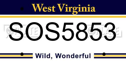 SOS5853 West Virginia License Plate