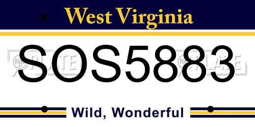 SOS5883 West Virginia License Plate