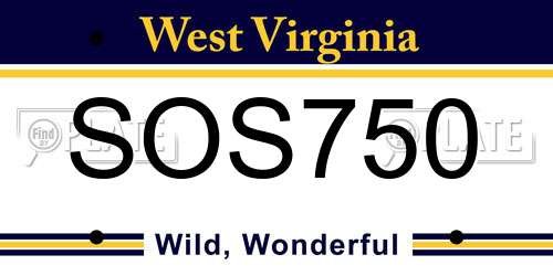 SOS750 West Virginia License Plate