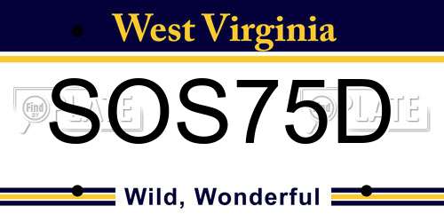 SOS75D West Virginia License Plate