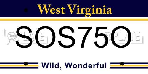 SOS75O West Virginia License Plate