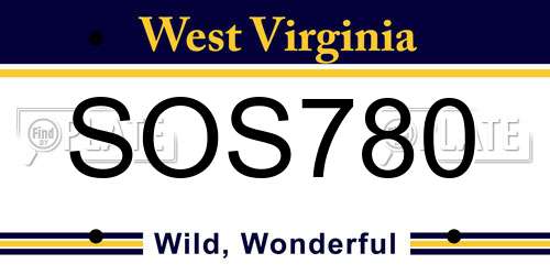 SOS780 West Virginia License Plate
