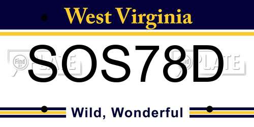 SOS78D West Virginia License Plate