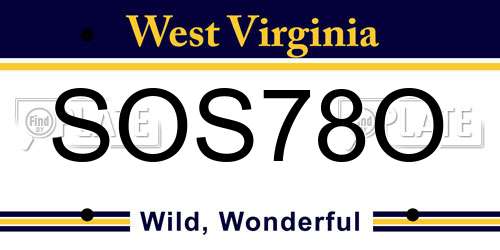 SOS78O West Virginia License Plate