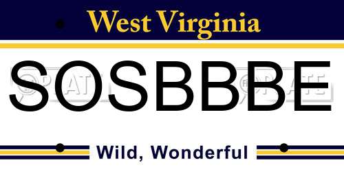 SOSBBBE West Virginia License Plate