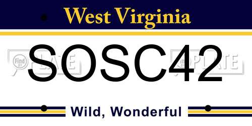 SOSC42 West Virginia License Plate