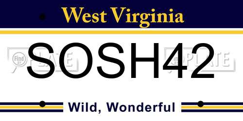 SOSH42 West Virginia License Plate