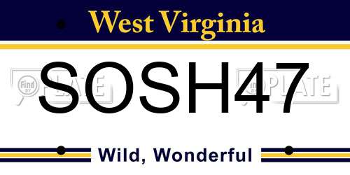 SOSH47 West Virginia License Plate