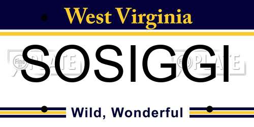 SOSIGGI West Virginia License Plate