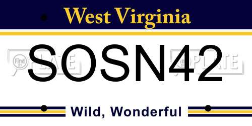 SOSN42 West Virginia License Plate
