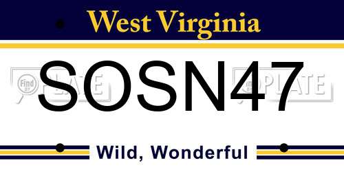 SOSN47 West Virginia License Plate