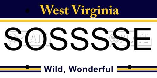 SOSSSSE West Virginia License Plate