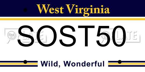 SOST50 West Virginia License Plate