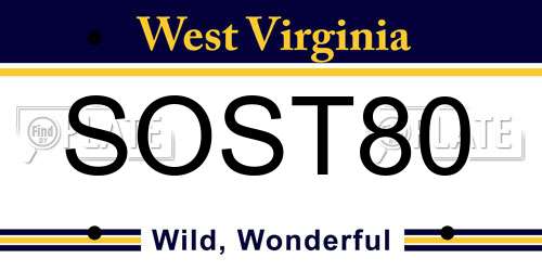 SOST80 West Virginia License Plate