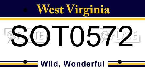 SOT0572 West Virginia License Plate