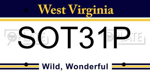 SOT31P West Virginia License Plate