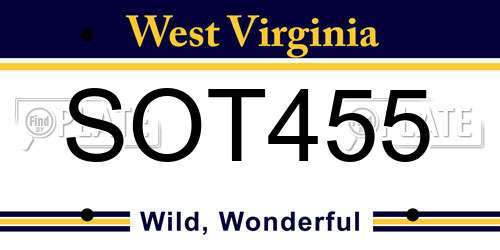 SOT455 West Virginia License Plate