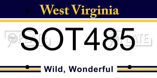 SOT485 West Virginia License Plate