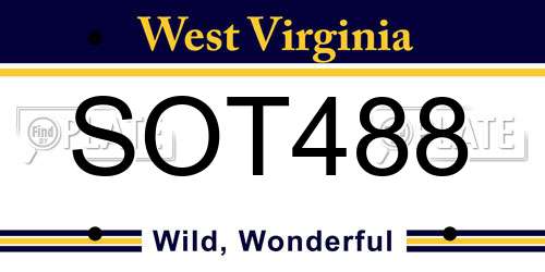 SOT488 West Virginia License Plate
