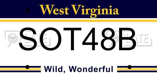 SOT48B West Virginia License Plate
