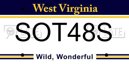 SOT48S West Virginia License Plate