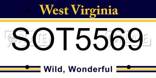 SOT5569 West Virginia License Plate
