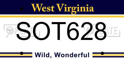 SOT628 West Virginia License Plate