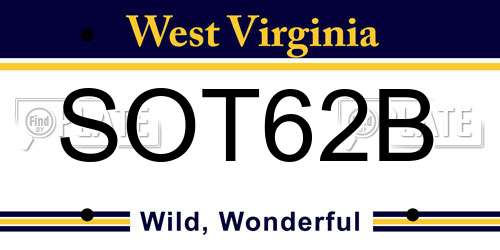 SOT62B West Virginia License Plate