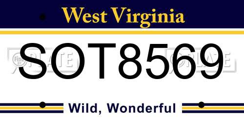 SOT8569 West Virginia License Plate