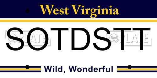 SOTDSTT West Virginia License Plate