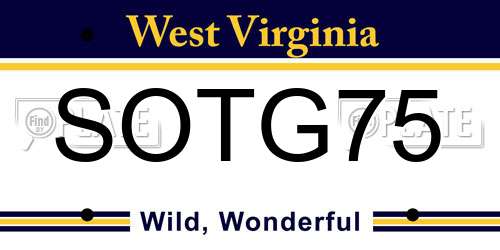 SOTG75 West Virginia License Plate