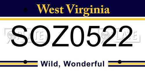 SOZ0522 West Virginia License Plate