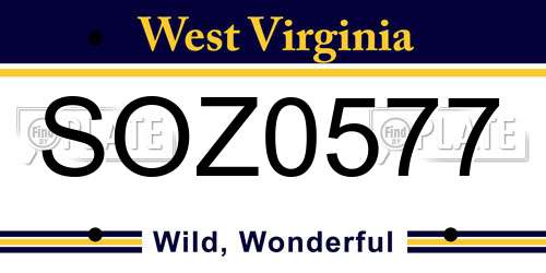 SOZ0577 West Virginia License Plate