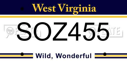 SOZ455 West Virginia License Plate