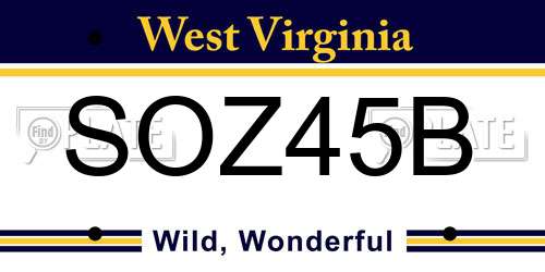 SOZ45B West Virginia License Plate