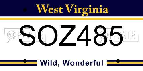 SOZ485 West Virginia License Plate
