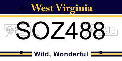 SOZ488 West Virginia License Plate