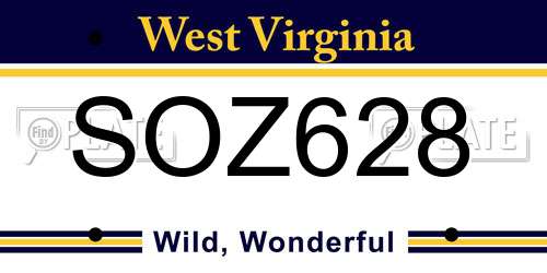 SOZ628 West Virginia License Plate