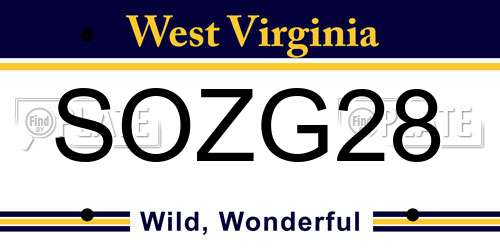 SOZG28 West Virginia License Plate