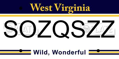 SOZQSZZ West Virginia License Plate