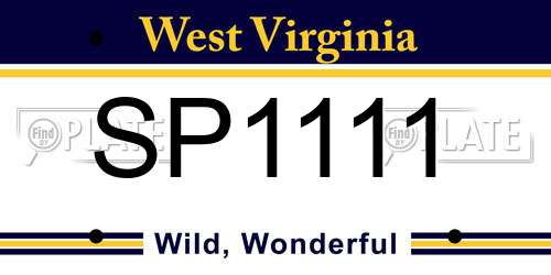 SP1111 West Virginia License Plate