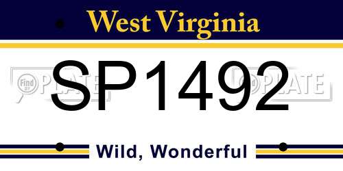 SP1492 West Virginia License Plate