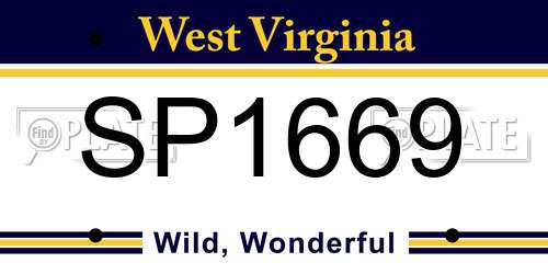 SP1669 West Virginia License Plate