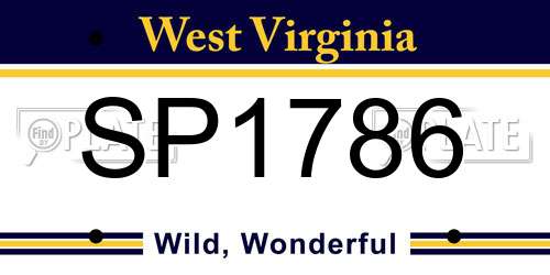 SP1786 West Virginia License Plate