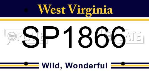 SP1866 West Virginia License Plate
