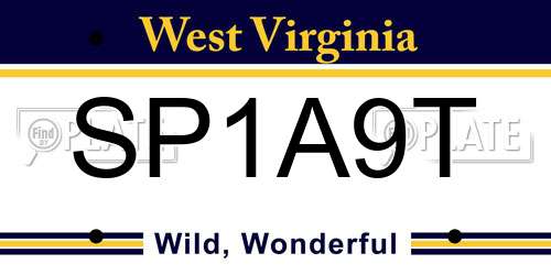 SP1A9T West Virginia License Plate