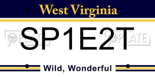 SP1E2T West Virginia License Plate